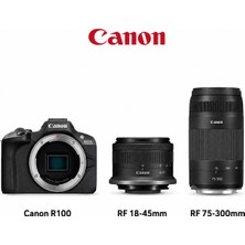 Canon R100 Aynasız Fotoğraf Makinesi Rf 18-45 + Rf 75-300 Double Lens Kit