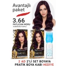 Maxx Deluxe Golden Beauty Set Saç Boyası 3.66 Patlıcan Moru 2 Adet + Fırça