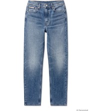 Calvin Klein Kadın / Kız Mavi Calvin Klein Mom Jean Foster Blue, X8B Mavi Kadın Kot Pantolon