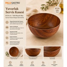 PALU GASTRO PALU Ø 24 cm Yuvarlak Servis Kasesi | Tekli Büyük Boy Sunum Kase Ahşap Görünümlü