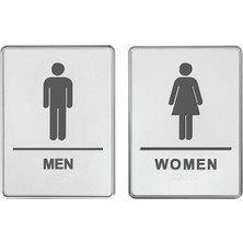 Tilki Dünyası Kadın Erkek Wc Yönlendirme Levhası Seti - 15X20 cm Kabartmalı ve Braille Alfabeli Kendinden Yapışkanlı Tuvalet Tabela Seti