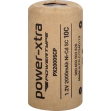 Power-Xtra PX2000SCP - 1.2V 2000 Mah - SC - Ni-Cd Şarjlı Pil - 10C