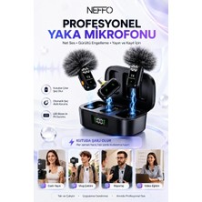 Neffo Kablosuz Yaka Mikrofonu Type-C Şarjlı Gürültü Engellemeli Çift Mikrofonlu Telefon Kamera Yayın Mikrofonu