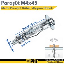 PHT Paraşüt Tipi Çelik Dubel Alçıpan Dübeli 4X45 100 Adet