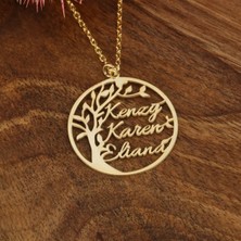 Hom Silver Jewelry 925 Ayar Gümüş Kişiye Özel Isimli Hayat Ağacı Tasarımlı Kadın Kolye HSJ0245