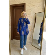 Kirazca Butik Kadın Etnik Desenli Tunik Gömlek 80/85 cm