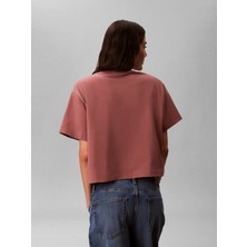 Calvin Klein Kadın / Kız Kahverengi Calvin Klein Ss Cropped Boxy Grap, 41J, S Kiremit-Kahve Kadın T-Shirt