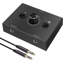 Alfais 6077 Ses Kulaklık Hoparlör 2 Port Aux Switch Çoklayıcı Çevirici 3.5mm Stereo Audio Seçici
