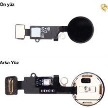 Arsking Uyumlu iPhone 7 Plus Home Tuşu - Siyah / Mat Siyah Orta Tuş Butonu Parmak Izi Butonu Açma-Kapama But