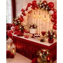 Parti Dükkanı Kırmızı Masa Eteği 70X180 cm Parti Masa Süsü Doğum Günü Nişan Baby Shower Düğün Dekoru