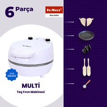 Dr.Maya® | Tandır Usta Seti - 6 Parça | Multi Lahmacun Taş Fırın Makinesi (Beyaz) + Mutfak Gereçleri