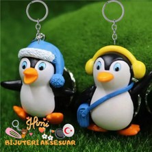 himi bijuteri aksesuar 2'li Penguen Plastik Anahtarlık Sırt Çantası Süsü Oto Anahtarlık Okul Çantası Süsü Spor Çantası Süsü