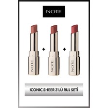 Note Iconic Sheer 3'lü Parlak Ruj Seti Iconic Sheer Lipstick Nemlendirici Parlak Ruj 201 203 210