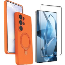 Vendas Samsung Galaxy S26 Ultra Uyumlu Regal M-safe Standlı Silikon Kılıf + 5D Cam Ekran Koruyucu