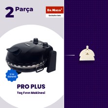 Dr.Maya® | Lezzet Mini Seti - 2 Parça | Pro Plus Taş Fırın Makinesi (Siyah) + Mutfak Gereçleri
