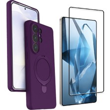 Vendas Samsung Galaxy S26 Ultra Uyumlu Regal M-safe Standlı Silikon Kılıf + 5D Cam Ekran Koruyucu