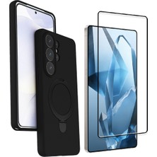 Vendas Samsung Galaxy S26 Ultra Uyumlu Regal M-safe Standlı Silikon Kılıf + 5D Cam Ekran Koruyucu