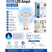 K2 7W Mavi GU10 Duylu Lensli Çanak LED Spot Ampul 630LM 7 Watt 220 Volt (Starter Duylu)