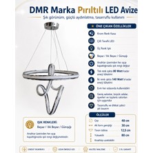 Dmr 1 Toplu Pırıltı Bademli Sarkıt LED Avize Krom Geniş Şerit Kasa Üç Renk 6500K/4000K/3000K (Beyaz /ılık Beyaz/sarı (Günışığı))