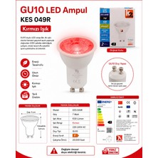 K2 7W Kırmızı GU10 Duylu Lensli Çanak LED Spot Ampul 630LM 7 Watt 220 Volt (Starter Duylu)
