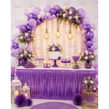 Parti Dükkanı Mor Masa Eteği 70X180 cm Parti Masa Süsü Doğum Günü Nişan Baby Shower Düğün Dekoru