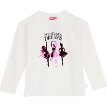 Barbie Ekru Kız Çocuk Baskılı Uzun Kollu T-Shirt BRB6WG-TST6699