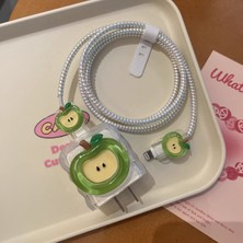 Aksesuarda Apple IPHONE 18WATT 20WATT Uyumlu Şarj Başlık ve Kablo Koruyucu Set Silikon Kılıf
