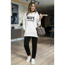 Lune Store Kadın Uzun Kollu Kapşonlu Bağcıklı Viskon Iki Iplik Sweat
