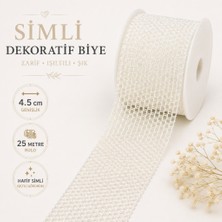 Ezem Beyaz Simli 4.5 cm Kurdele 25 Metre