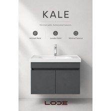 Lode Bath Lode Kale Antrasit 80 cm Seramik Lavabolu Alt Banyo Dolabı