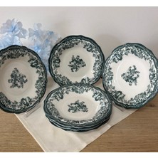 Porser Porselen Vintage 6 Adet Yemek Tabağı