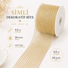 Ezem Sarı Simli Dekoratif Kurdele 4.5 cm 25 Metre