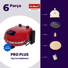 Dr.Maya® | Mutfak Şefim Seti - 6 Parça | Pro Plus Taş Fırın (Kırmızı) + Mutfak Gereçleri