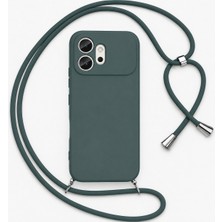 Coverzone Honor 600 5g ile Uyumlu Özel Üretim Ayarlanabilir Ipli Boyun Askılı Silikon Kılıf Kadife Iç Yapılı Viper Boyun Çapraz Taşıma Özellikli Asılabilen Ipli Telefon Kılıfı Koyu Yeşil