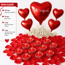 Çavuş E-Ticaret Kalpli Balon Mum Romantik Yemek Seti Sevgililer Günü Doğum Günü Yıldönümü Evlilik Teklifi Süsleri