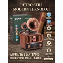 Teknotimer Gramafon Model USB / Tf Kart / Aux Girişi - Bluetooth  1200MAH Batarya Nostalji Görünümlü Radyo Bluetooth Hoparlör