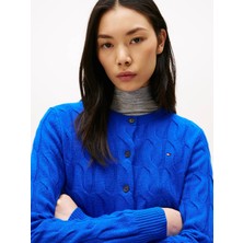Tommy Hilfiger Kadın Mavi Tommy Hilfiger Soft Wool Cable C-Nk, C65 Mavi Kadın Kazak
