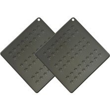Kittiwake Home Life 2 Adet 16X16 cm Gri Yıldız Desenli Silikon Tencere Altlığı, Isıya Dayanıklı Kaymaz Nihale, Airfryer Pişirme Matı, Çok Amaçlı Silikon Mutfak Altlığı
