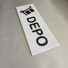 Ferizli Reklam Pleksi Depo Kapı Isimliği | Kendinden Yapışkanlı Çift Taraflı Bantlı | 3 mm Pleksiglass Kapı Tabelası 25X8 cm
