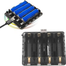 Robo Dünya 4'lü Anahtarlı 18650 Lityum Pil Yuvası V8 Mikro USB