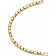 Balenbi Jewelry 14K Gold Paslanmaz Çelik Zirkon Taş Detaylı Geometrik Kadın Bileklik 1245