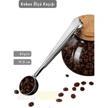 Jet's Home Klipsli Kahve Ölçü Kaşığı Paslanmaz Çelik Kahve Taze Saklama Çözümü 17,5 cm