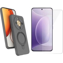 Vendas Honor Magic 8 Lite 5G Kılıf M-safe Şarj Özellikli Standlı Zore Samara Kapak + Temperli Nano Ekran Koruyucu