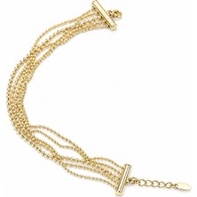 Balenbi Jewelry 14K Gold Paslanmaz Çelik Çok Sıralı Top Zincir T Bar Kadın Bileklik 1251