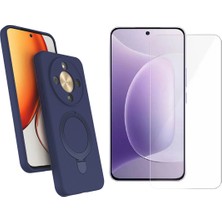 Vendas Honor Magic 8 Lite 5G Kılıf M-safe Şarj Özellikli Standlı Zore Samara Kapak + Temperli Nano Ekran Koruyucu