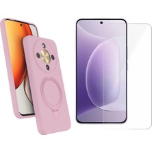 Vendas Honor Magic 8 Lite 5G Kılıf M-safe Şarj Özellikli Standlı Zore Samara Kapak + Temperli Nano Ekran Koruyucu