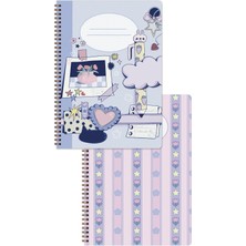 Matt Notebook Youna A4 Spiralli Okul Defteri 80 Yaprak 2'li Set – Çizgili & Kareli