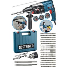 Steiner Alman 4000 Watt Profesyonel Kırıcı Delici Hilti Darbeli Matkap Gri + 20 Adet Uç + Mandren