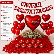 Çavuş E-Ticaret Kalpli Balon Mum Romantik Yemek Seti Sevgililer Günü Doğum Günü Yıldönümü Evlilik Teklifi Parti Süsleri