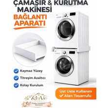 Rene Home Çamaşır Makinesi Dolabı Çamaşır ve Kurutma Makinesi (Beyaz) Üst Üste Sabitleme Bağlantı Aparatı
